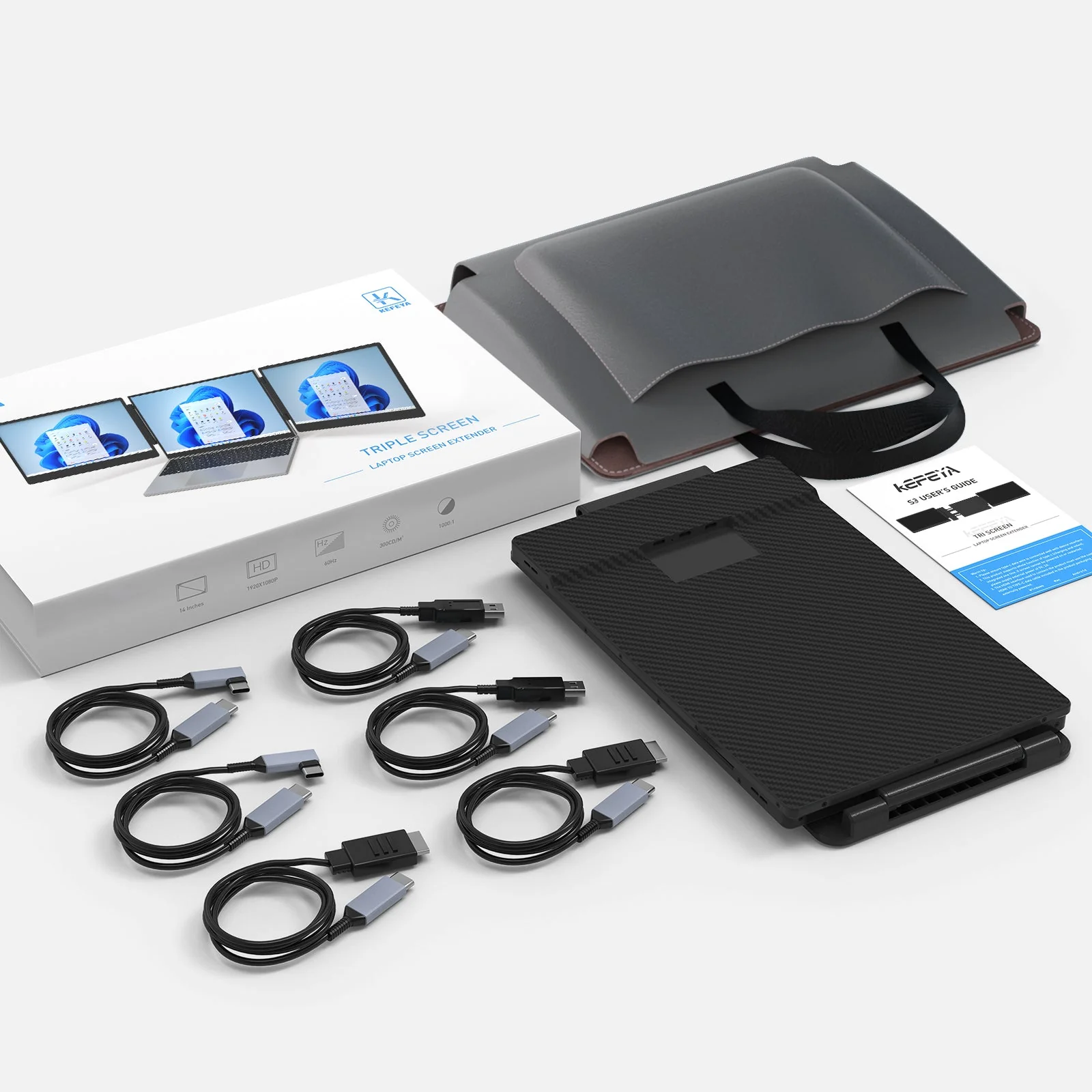 dansie-computers-kefeya-s3-triple-screen-extender-open-view4 KEFEYA S3 Triple Laptop Screen Extender - Dual 14" Portable Monitors - Image 3