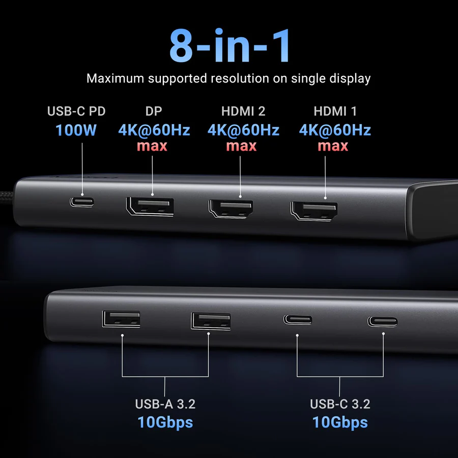 dansie-computers-ugreen-8-in-1-usb-c-hub3 UGREEN 8 in 1 USB C Hub with 4K HDMI Dual Monitor - Image 3