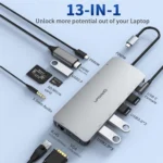 Upgrow 13‑in‑1 USB‑C Hub Multiport Adapter – Gray