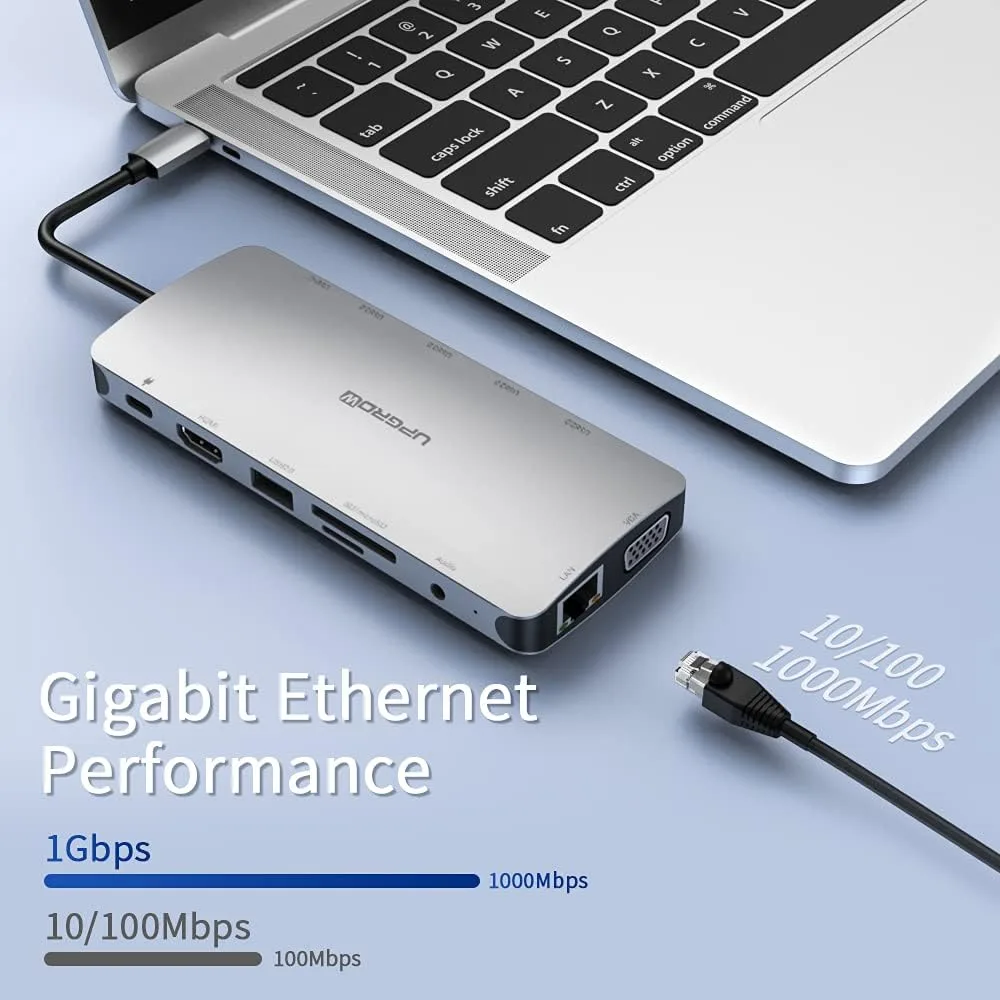 dansie-computers-upgrow-13-in-1-usb-c-hub-gray2 Upgrow 13‑in‑1 USB‑C Hub Multiport Adapter – Gray - Image 2