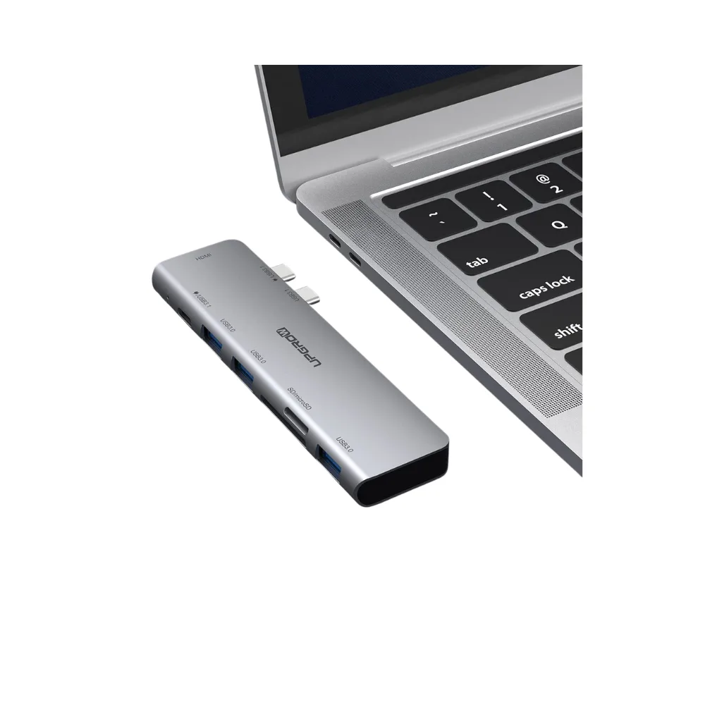 dansie-computers-upgrow-7-in-2-usb-c-hub2-gray Upgrow 7‑in‑2 USB‑C Hub Multiport Adapter – Gray - Image 2